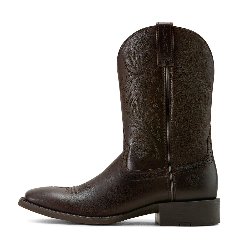 10061276 Ariat Men's Sport Wide Square Toe Cowboy Boot - Burnished Chocolate