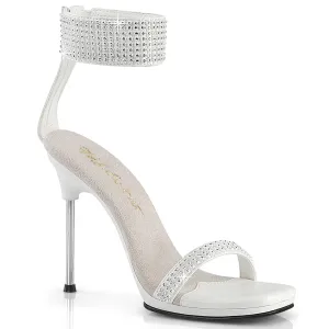 4 Inch Heel CHIC-40 White Rhinestone
