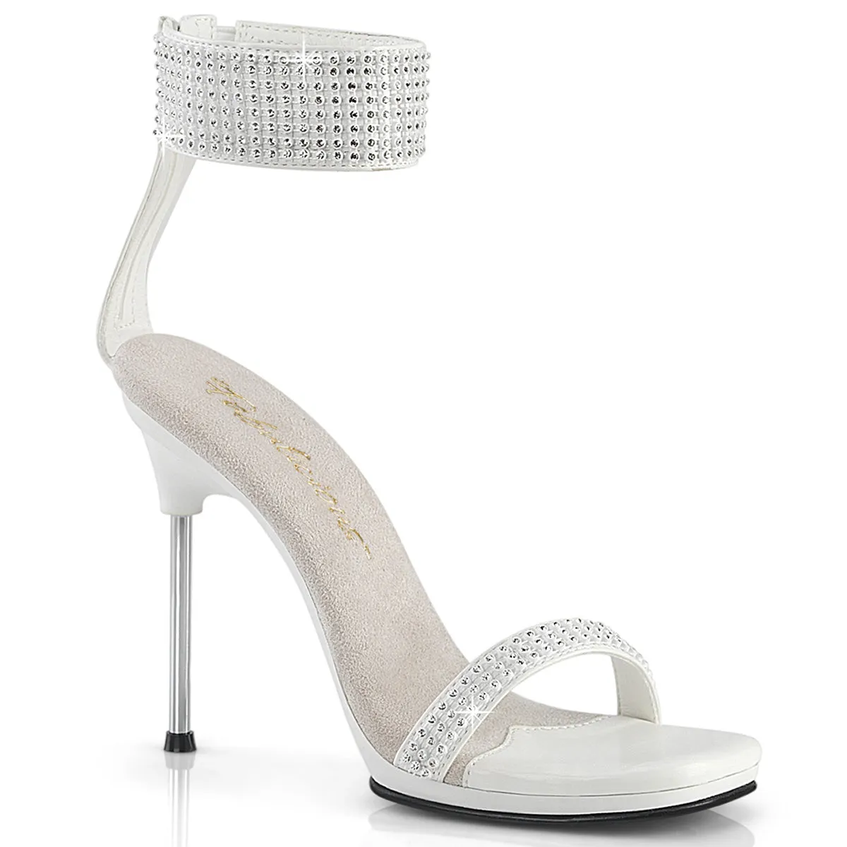 4 Inch Heel CHIC-40 White Rhinestone