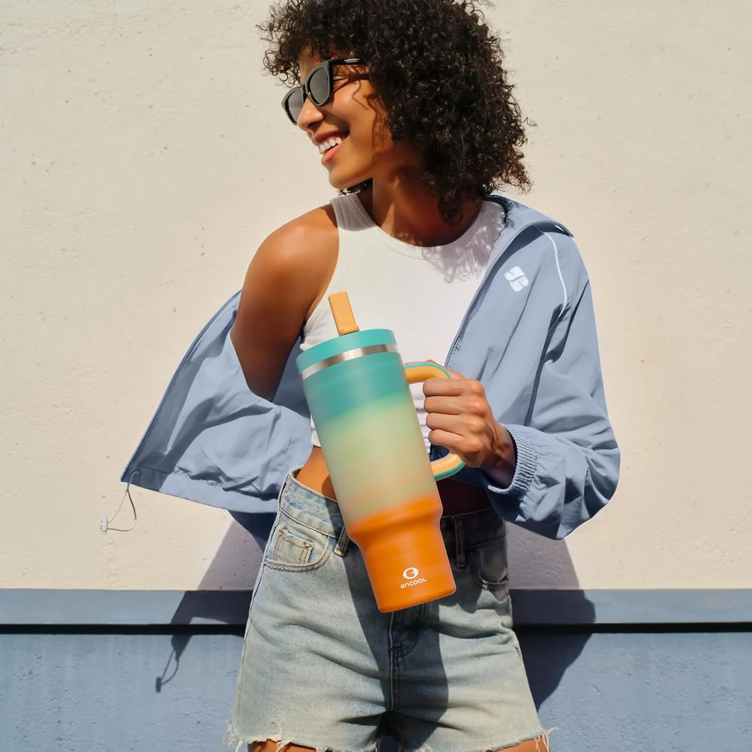 40 oz Tumbler with Handle and Straw: Stainless Steel Insulated Tumbler Keeps Cold for 24 Hours, Leakproof Travel Cup Fits in Cup Holder and BPA-Free, Avenue