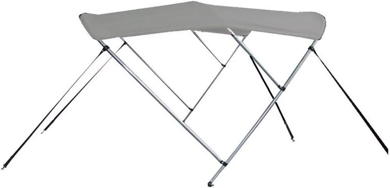 7.6 oz Gray 3 Bow Round Tube Boat Bimini TOP Sunshade Compatible for Chris Craft 215 SEA Hawk I/O 1990