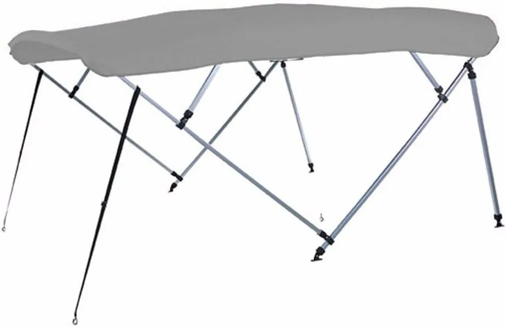 7.6 oz Gray 4 Bow Square Tube Boat Bimini TOP with Running Light Cutout Sunshade Compatible for Tahoe Alpine Fish 1822 All Years
