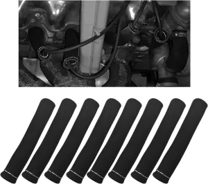 8 PCS Spark Plug Wire Boots, 6 Inch 1200° Automotive Heat Shield Thermal Protection Insulator Sleeve Cover, Fireproof Spark Plugs Protect Boot Replacement, Car Accessories (Black)