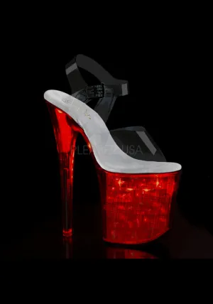 8" Heel, 4" PF LED Illuminated Ankle Strap Sandal
