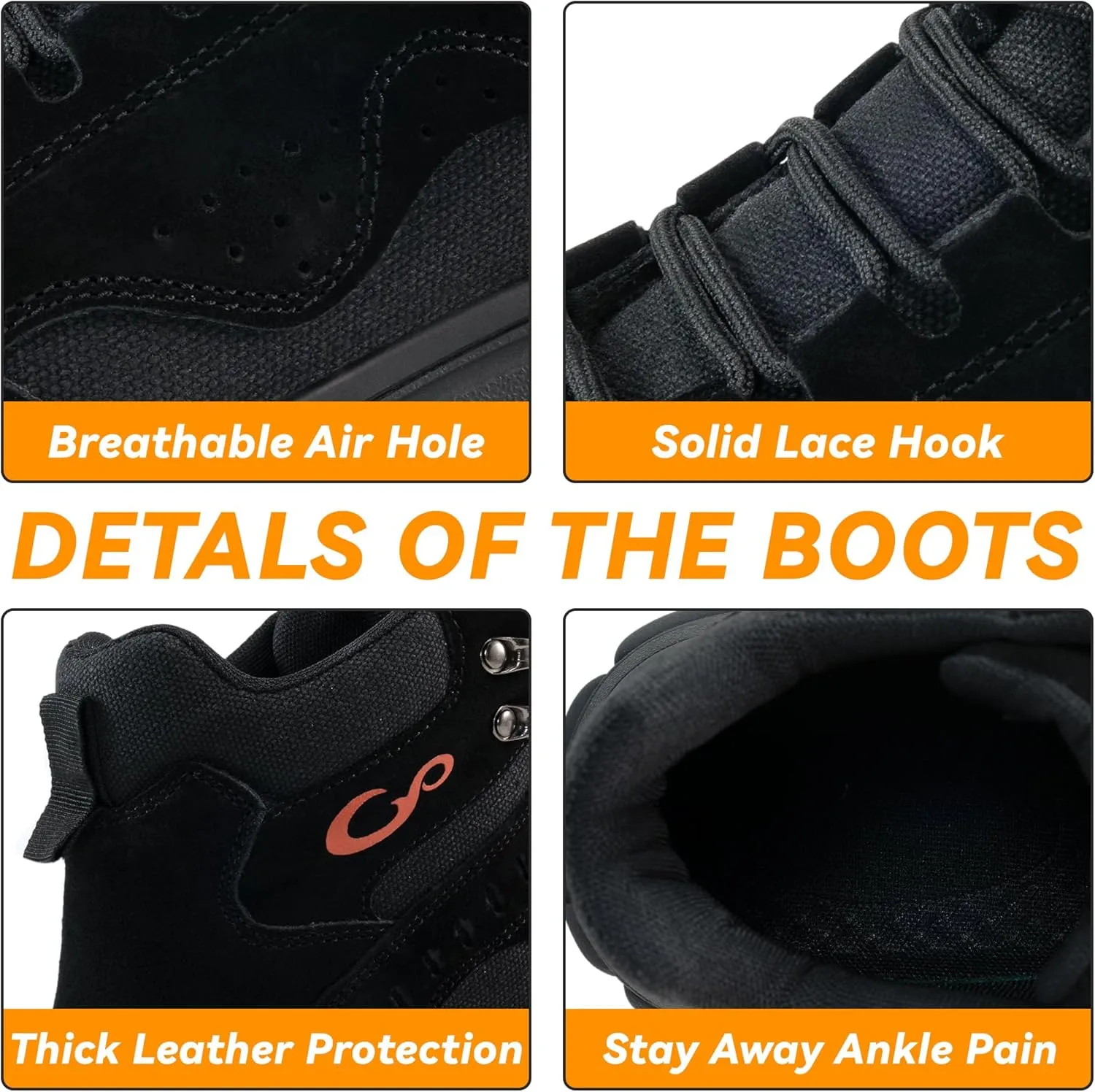 Ablanczoom Work Boots for Men Steel Toe - Safety Working Boots Mens Industrial Construction Footwear Slip Resistant Comfortable Breathable Durable Boot