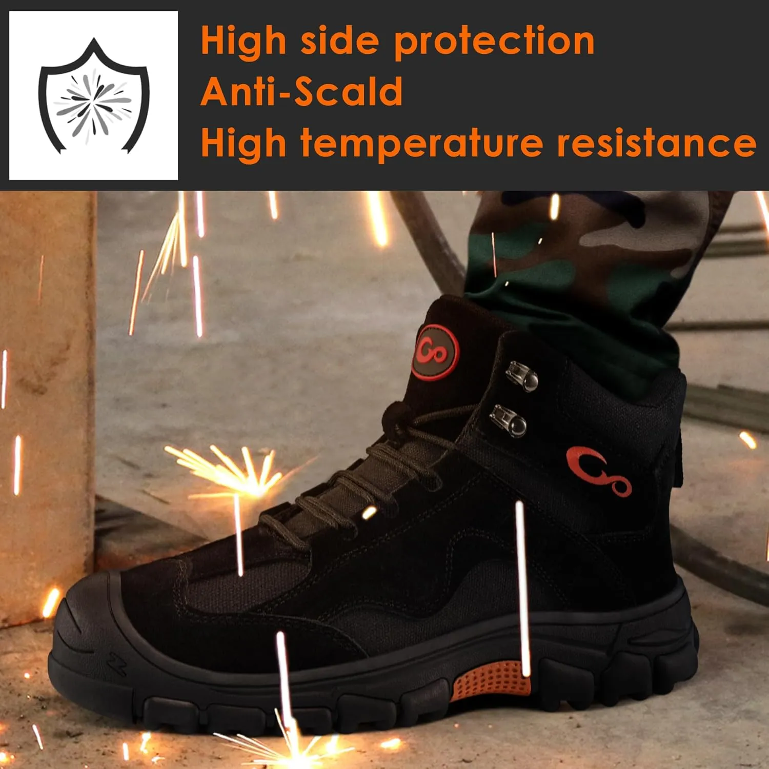 Ablanczoom Work Boots for Men Steel Toe - Safety Working Boots Mens Industrial Construction Footwear Slip Resistant Comfortable Breathable Durable Boot