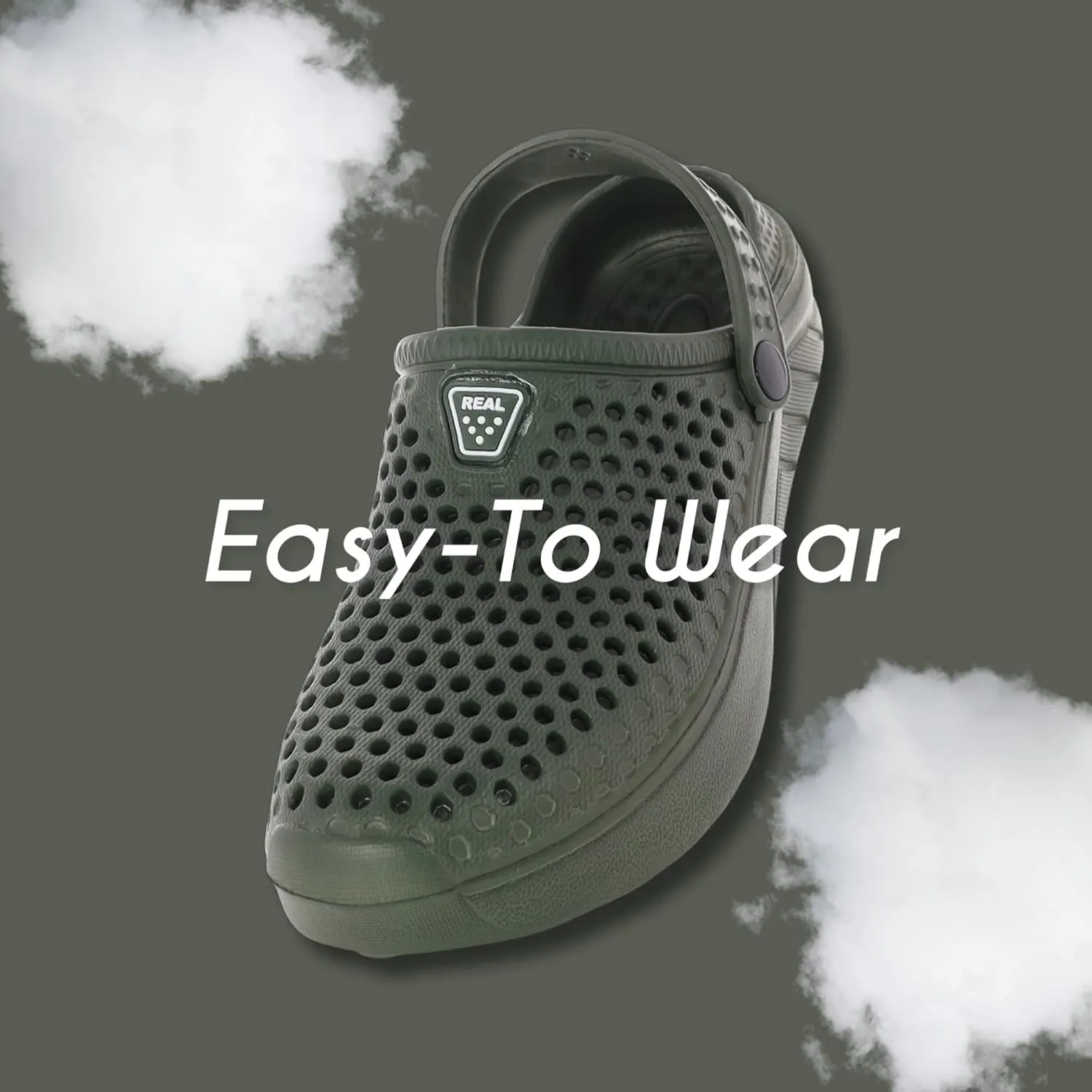 Adult Vented Clogs with Adjustable Heel Strap Slip-On Easy to Clean, Cushioned, Casual EVA Shoes for Everday or Water Shoes for Pool and Beach