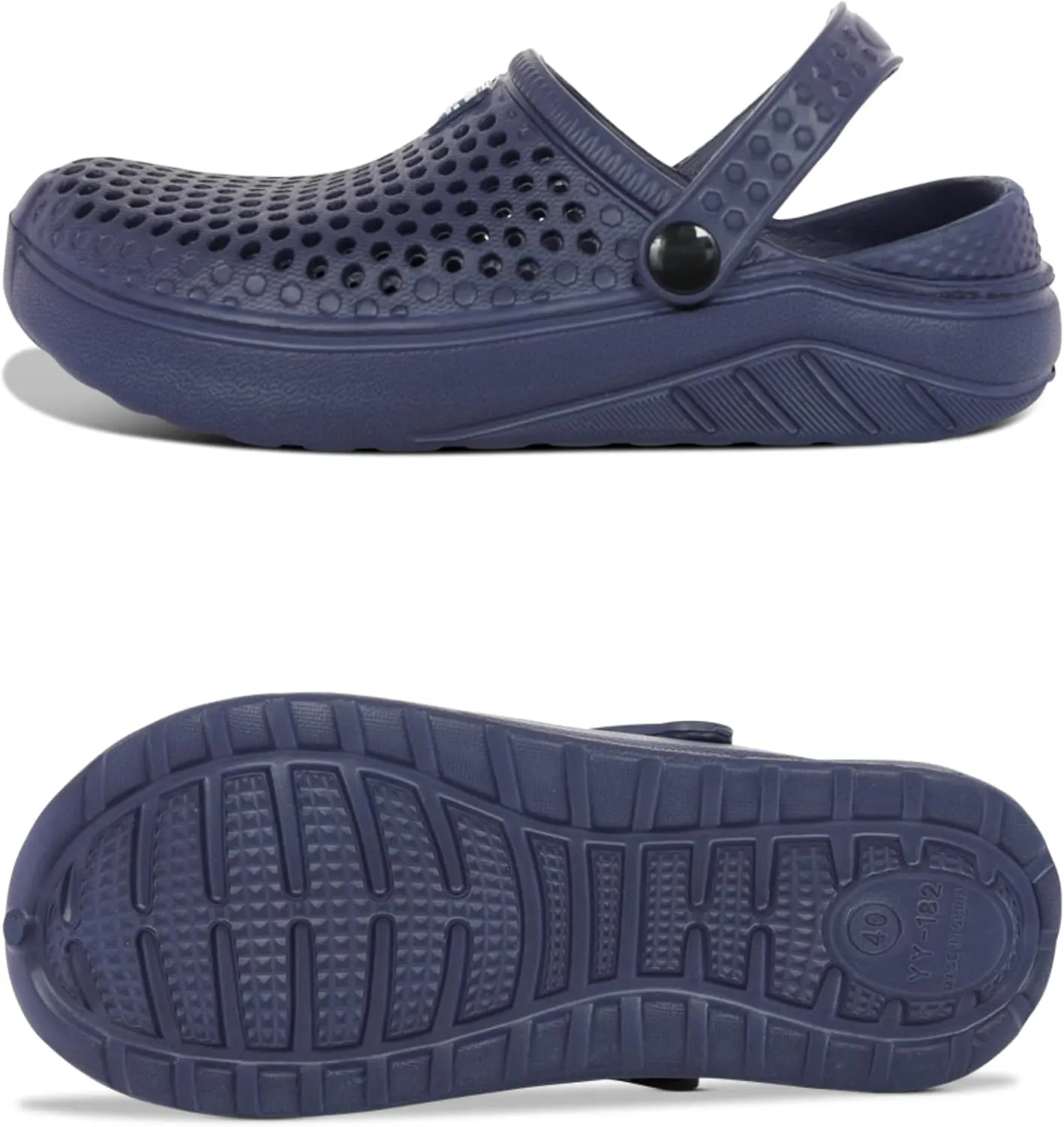 Adult Vented Clogs with Adjustable Heel Strap Slip-On Easy to Clean, Cushioned, Casual EVA Shoes for Everday or Water Shoes for Pool and Beach