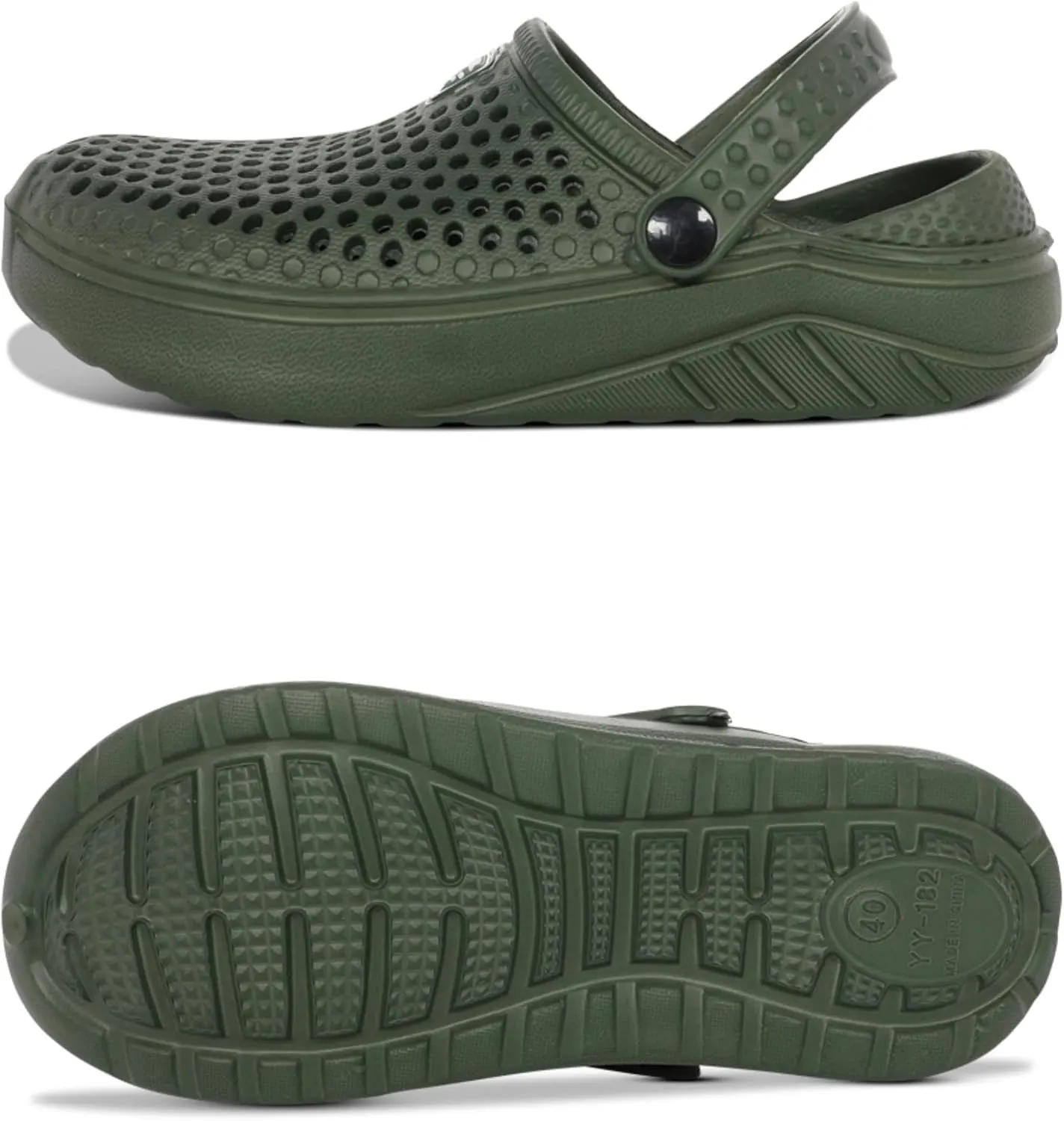 Adult Vented Clogs with Adjustable Heel Strap Slip-On Easy to Clean, Cushioned, Casual EVA Shoes for Everday or Water Shoes for Pool and Beach