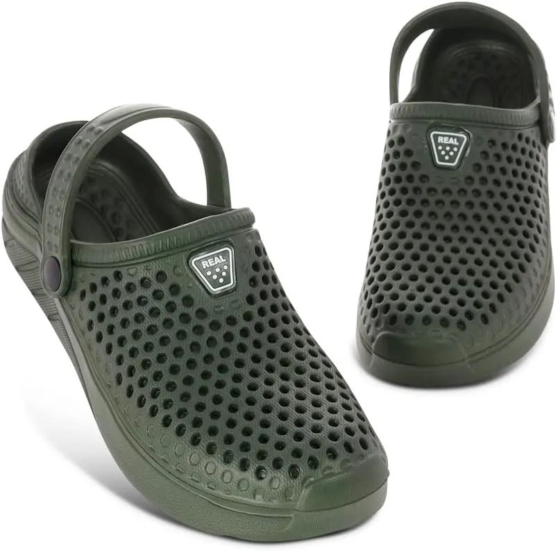 Adult Vented Clogs with Adjustable Heel Strap Slip-On Easy to Clean, Cushioned, Casual EVA Shoes for Everday or Water Shoes for Pool and Beach