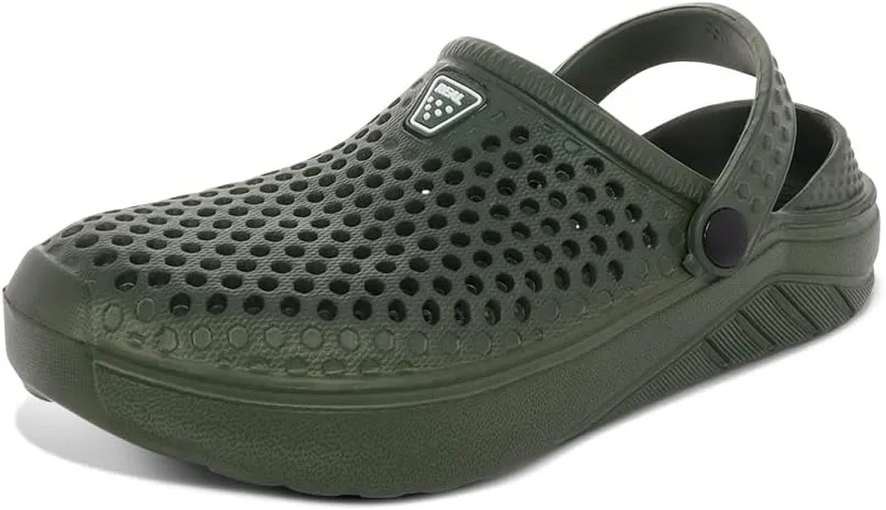 Adult Vented Clogs with Adjustable Heel Strap Slip-On Easy to Clean, Cushioned, Casual EVA Shoes for Everday or Water Shoes for Pool and Beach