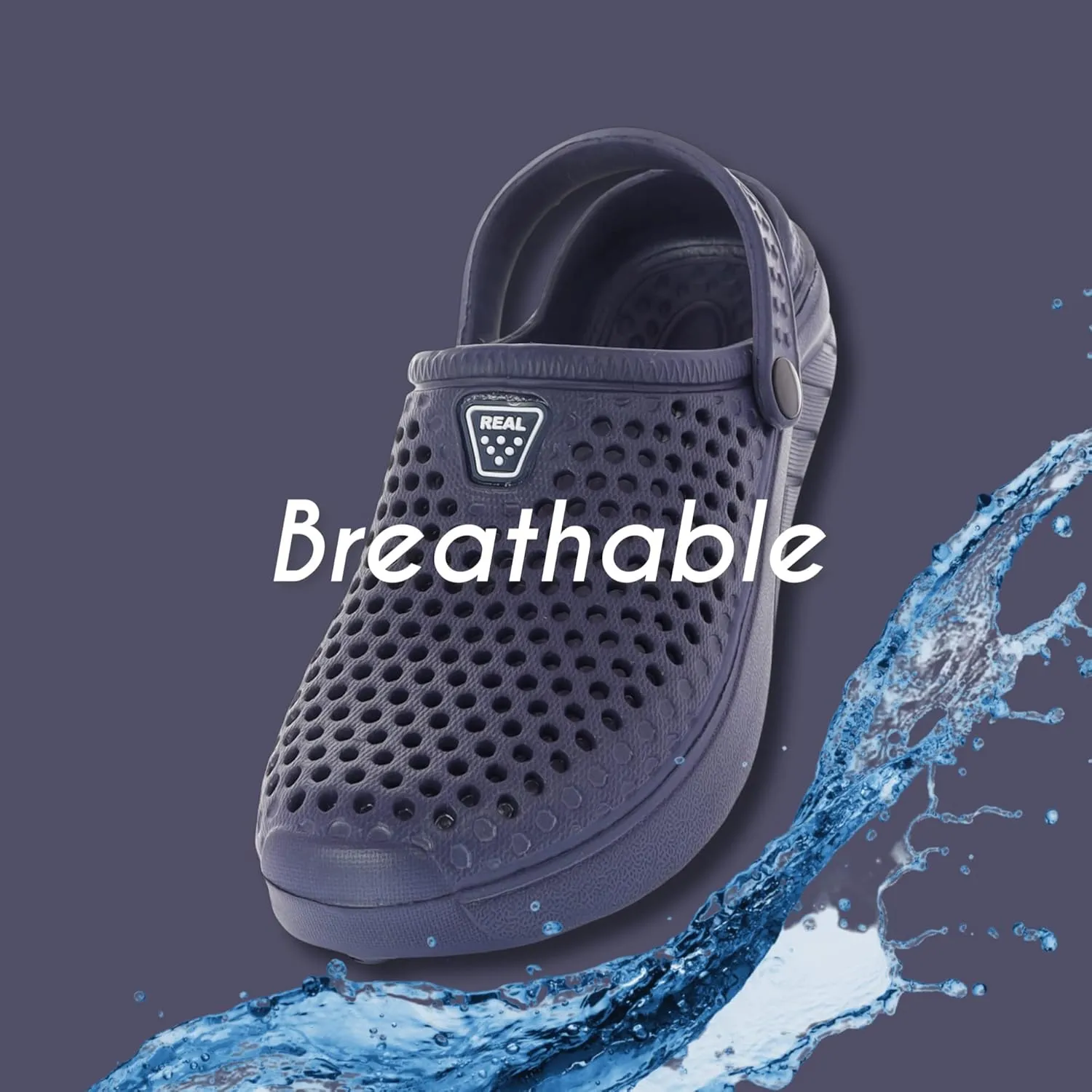 Adult Vented Clogs with Adjustable Heel Strap Slip-On Easy to Clean, Cushioned, Casual EVA Shoes for Everday or Water Shoes for Pool and Beach