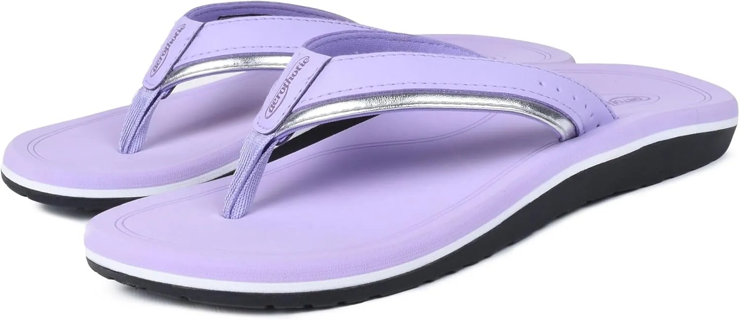 AEROTHOTIC Womens Casual Comfort Quick Drying Cushion Soft Flip Flops with Arch Support Non-Slip Thong Sandals
