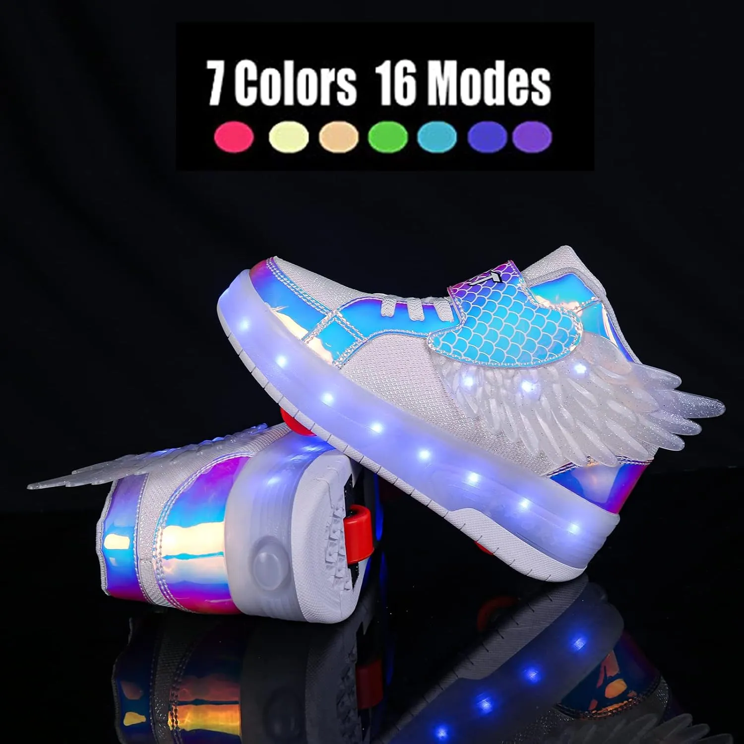 Aikuass USB Chargable LED Light Up Roller Shoes Wheeled Skate Sneaker Shoes for Boys Girls Kids