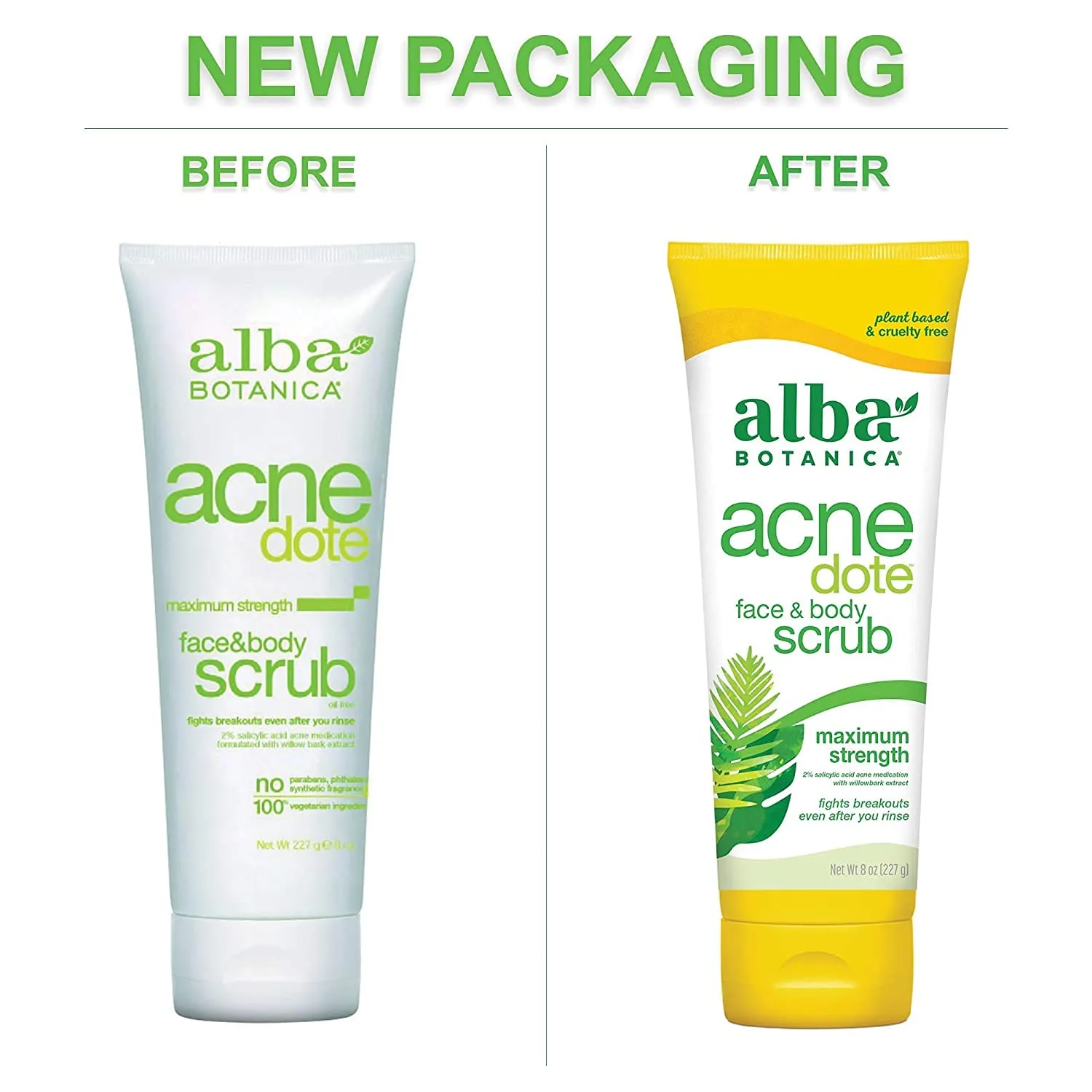 Alba Botanica ACNEdote Face & Body Scrub, 8 Ounces Tube (Pack of 4)