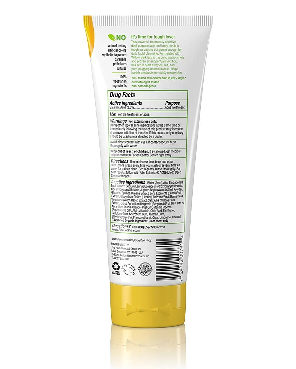 Alba Botanica ACNEdote Face & Body Scrub, 8 Ounces Tube (Pack of 4)
