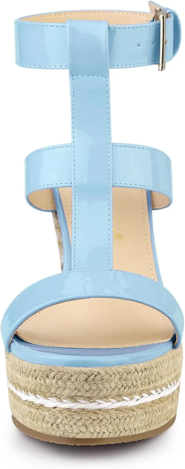 Allegra K Women's Espadrille Strappy Platform Wedges Sandals