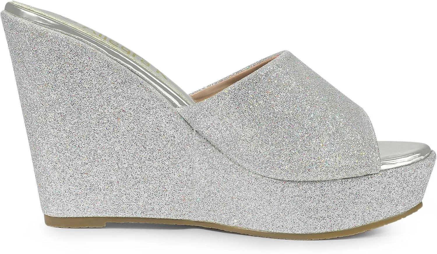 Allegra K Women's Glitter Platform Slip on Wedge Heels Sandals