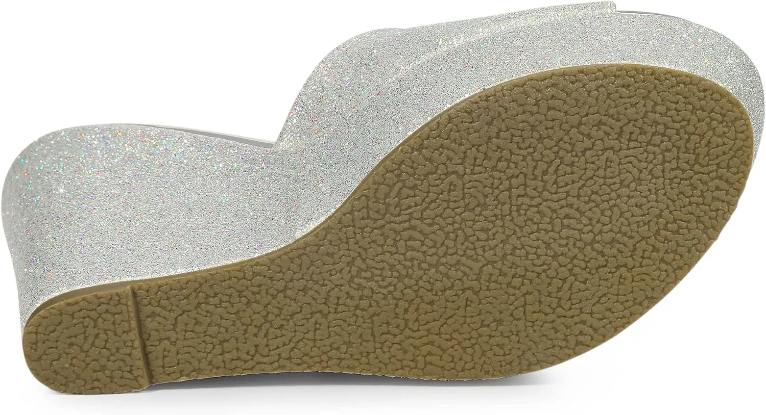 Allegra K Women's Glitter Platform Slip on Wedge Heels Sandals