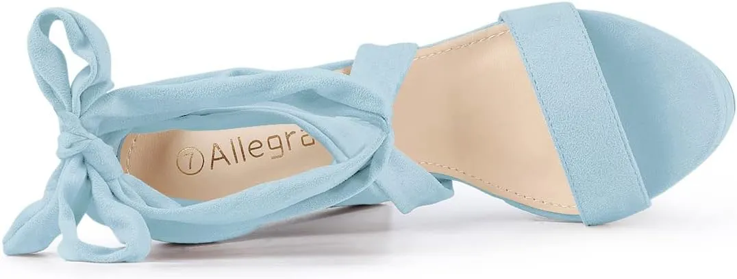 Allegra K Women's Lace Up Platform Block Heel Sandals