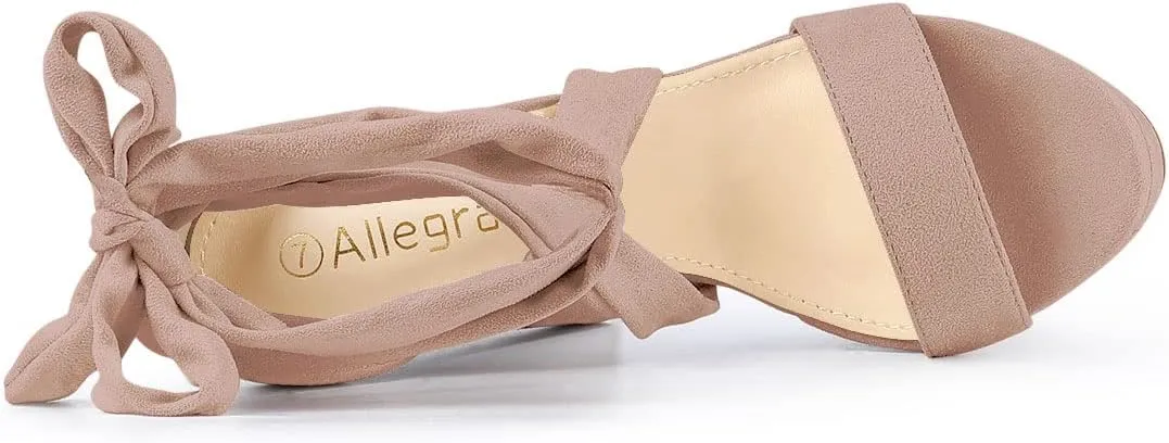 Allegra K Women's Lace Up Platform Block Heel Sandals