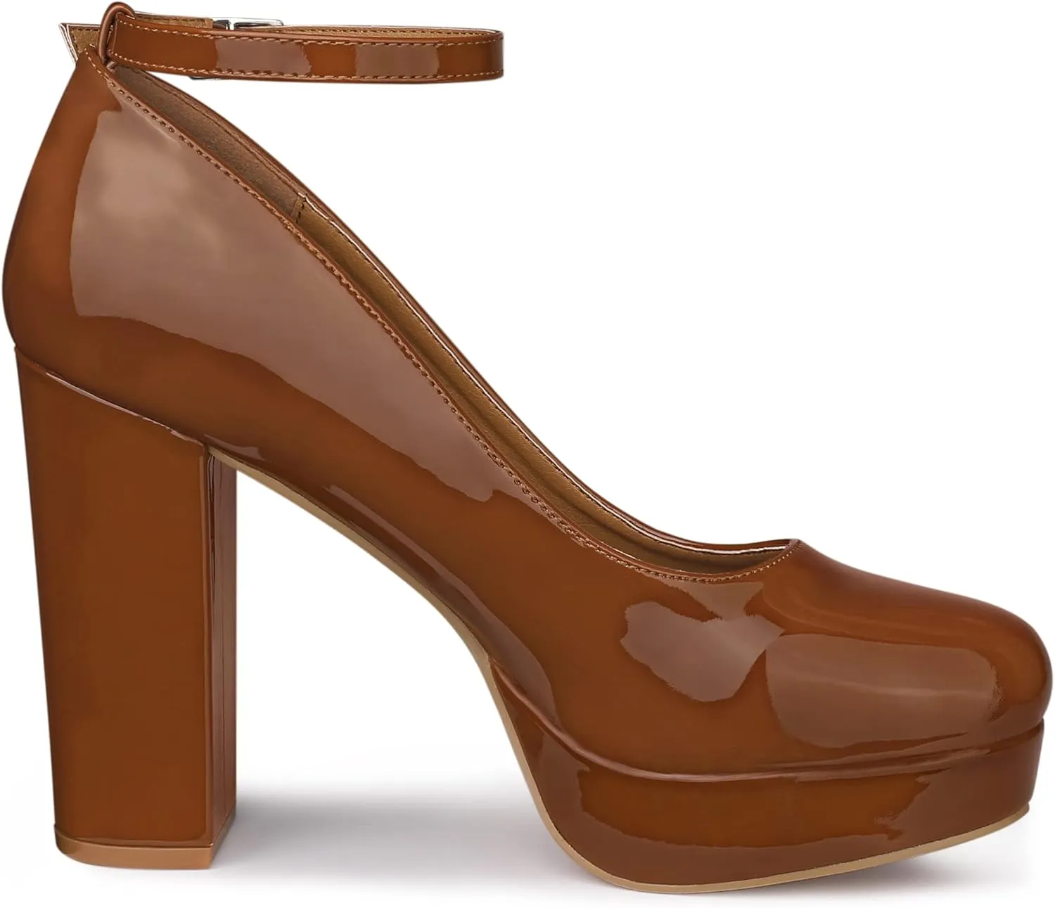 Allegra K Women's Platform Ankle Strap Chunky Heel Mary Janes Pumps