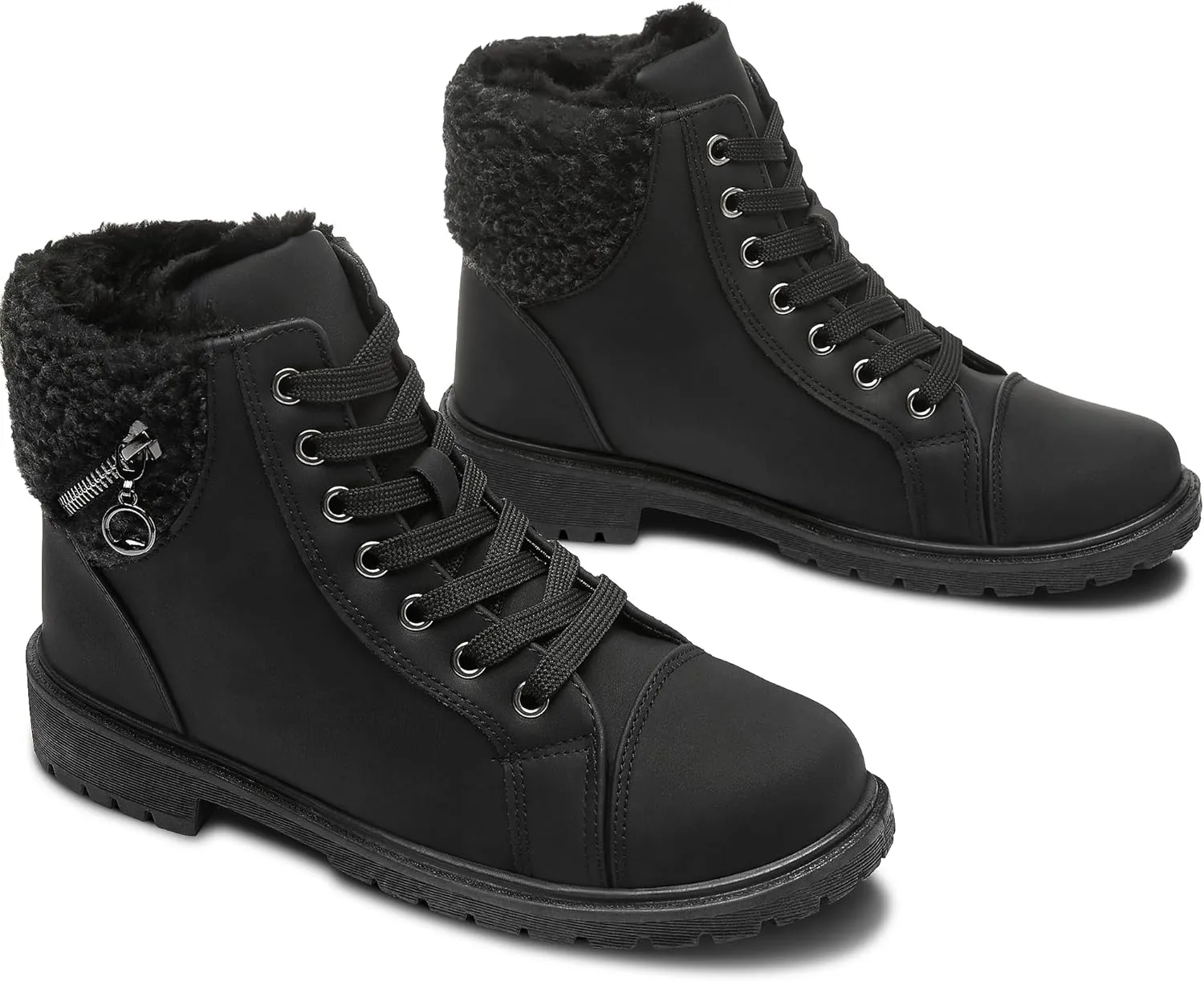 ALTOCIS Women’s Fur Lined Winter Snow Boots Short Mid Calf Fashion Boot Art Resin Button Faux Suede Boots for Women