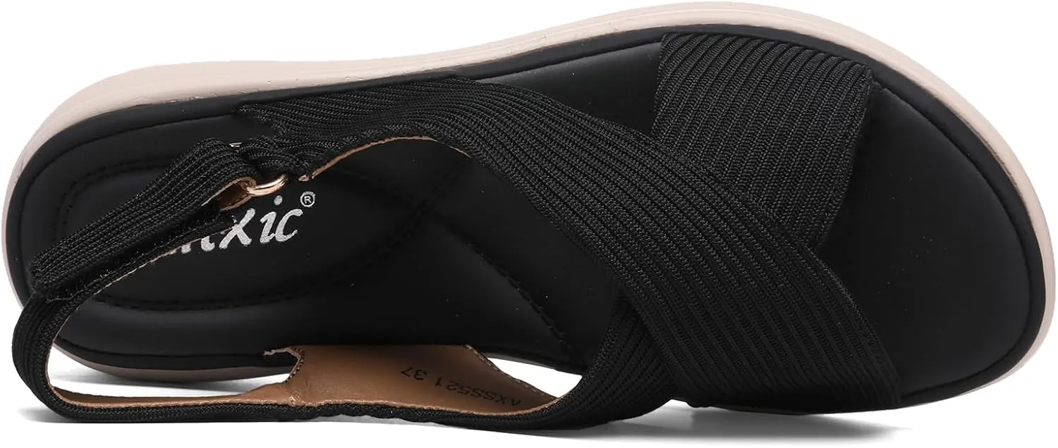 Altxic Women's Open Toe Crisscross Woven Comfy Casual Adjustable Buckle Strap Slingback Casual Walking Sport Sandals