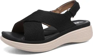 Altxic Women's Open Toe Crisscross Woven Comfy Casual Adjustable Buckle Strap Slingback Casual Walking Sport Sandals
