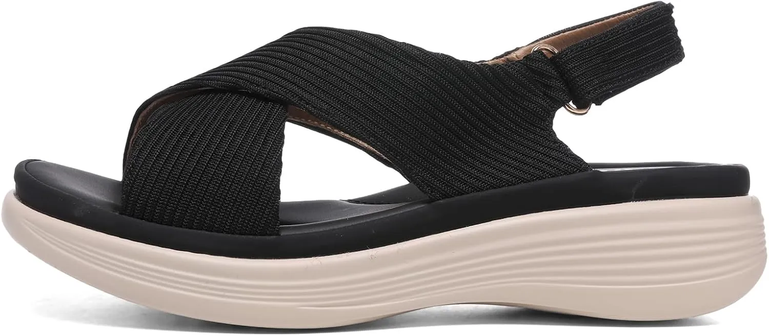 Altxic Women's Open Toe Crisscross Woven Comfy Casual Adjustable Buckle Strap Slingback Casual Walking Sport Sandals