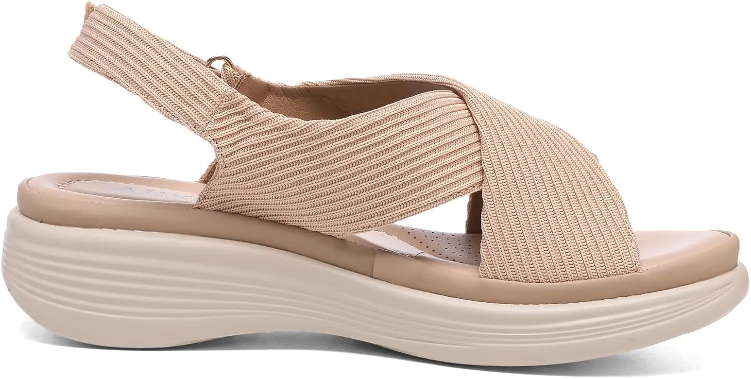 Altxic Women's Open Toe Crisscross Woven Comfy Casual Adjustable Buckle Strap Slingback Casual Walking Sport Sandals