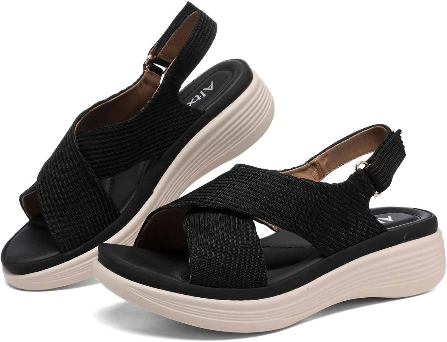 Altxic Women's Open Toe Crisscross Woven Comfy Casual Adjustable Buckle Strap Slingback Casual Walking Sport Sandals