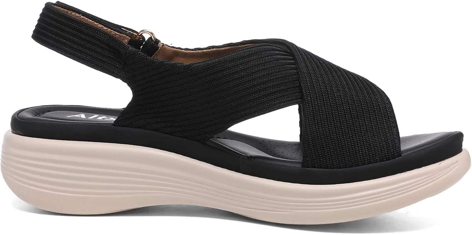 Altxic Women's Open Toe Crisscross Woven Comfy Casual Adjustable Buckle Strap Slingback Casual Walking Sport Sandals