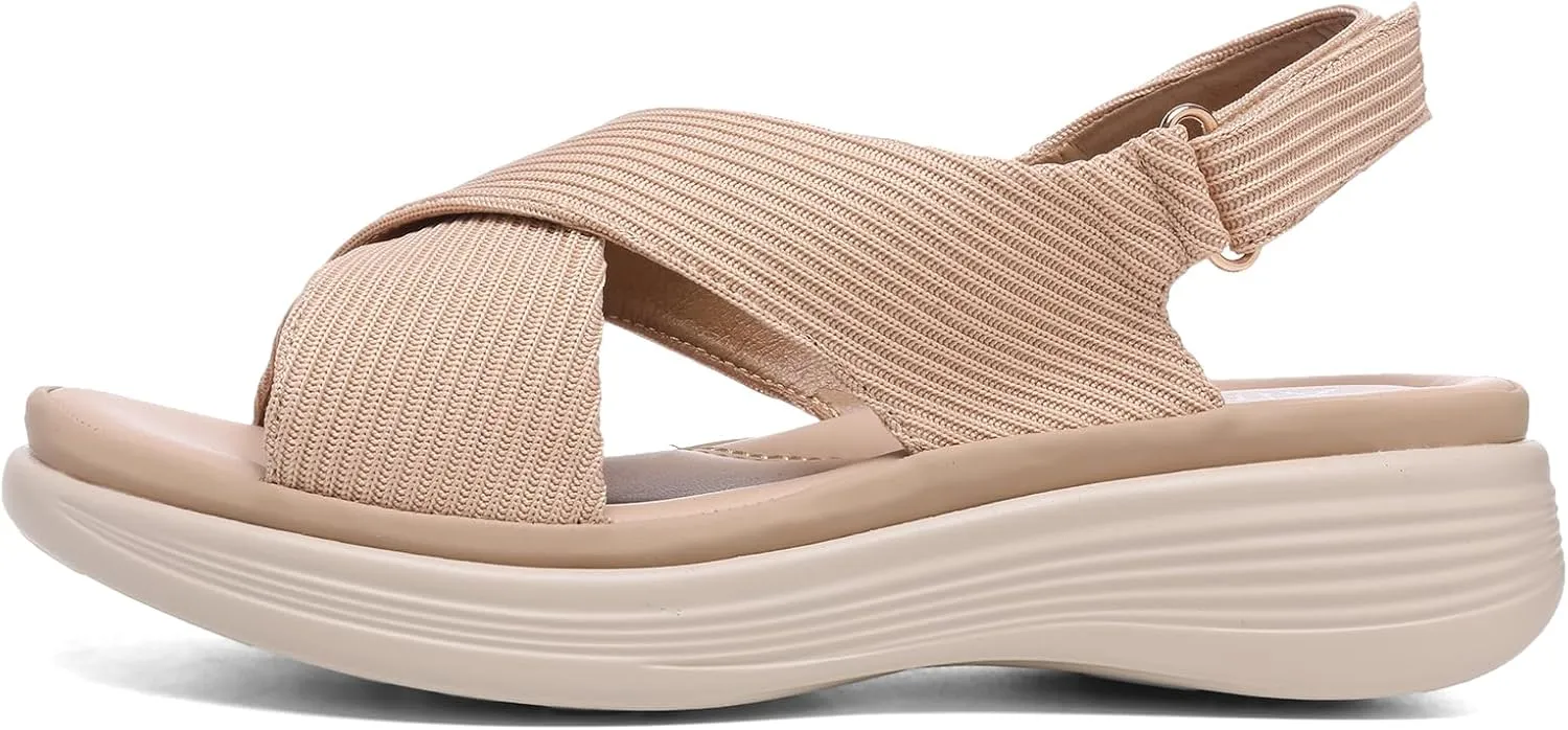 Altxic Women's Open Toe Crisscross Woven Comfy Casual Adjustable Buckle Strap Slingback Casual Walking Sport Sandals
