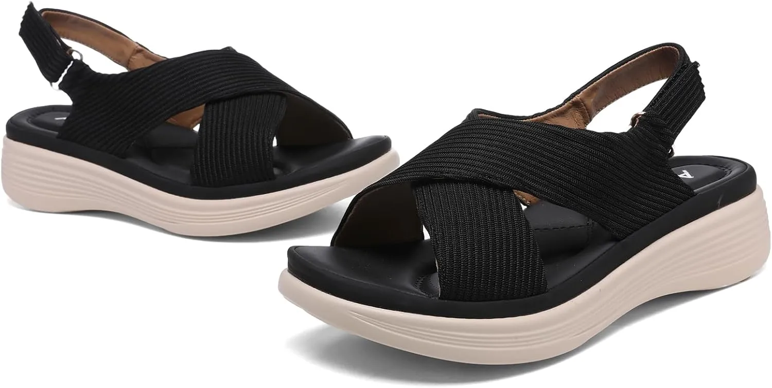 Altxic Women's Open Toe Crisscross Woven Comfy Casual Adjustable Buckle Strap Slingback Casual Walking Sport Sandals