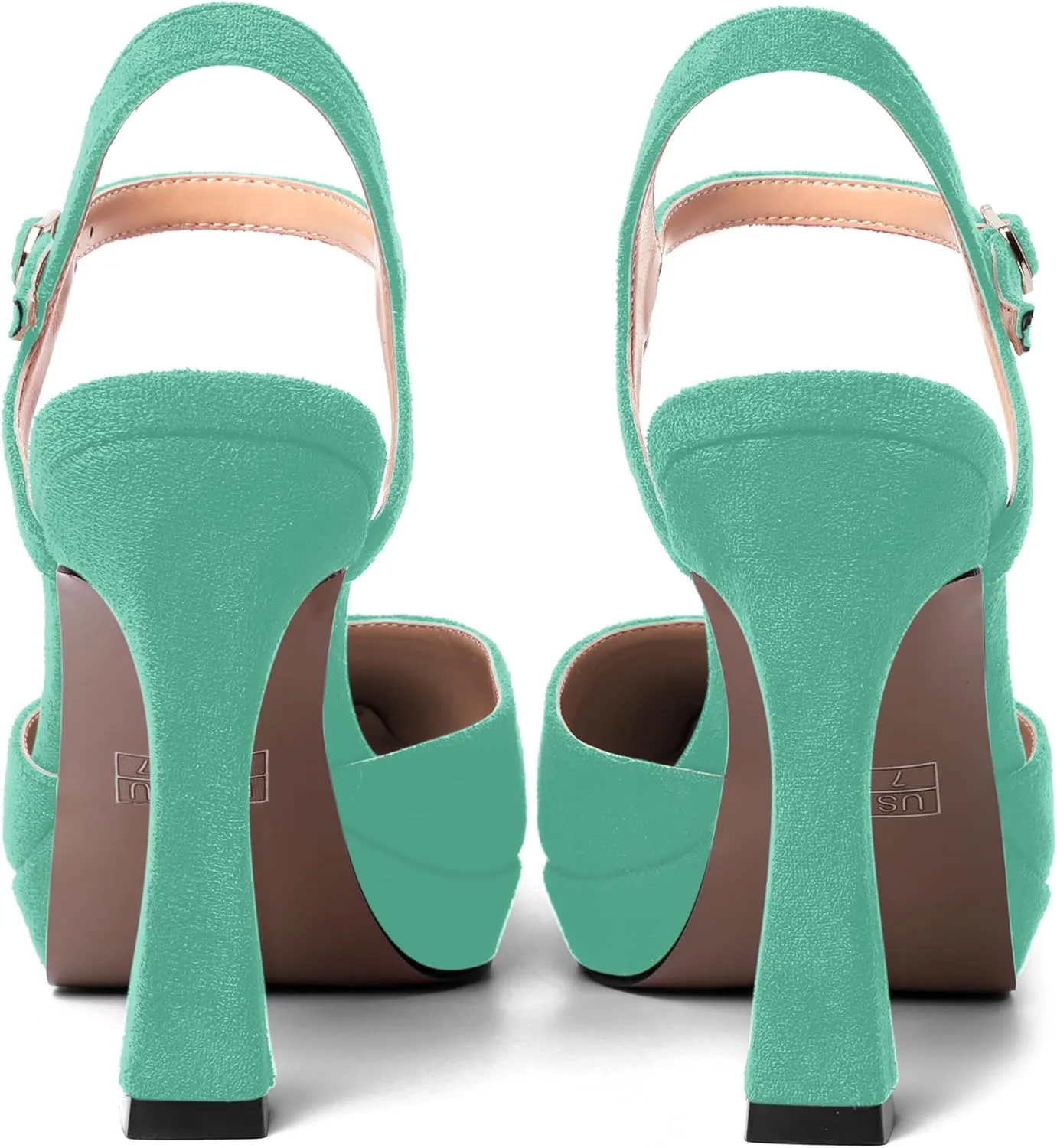 AMBELIGHT Womens Platform Pointed Toe Ankle Strap Dress Buckle Dress Shoes Suede Evening Stiletto High Heel Pumps Shoes 4 Inch