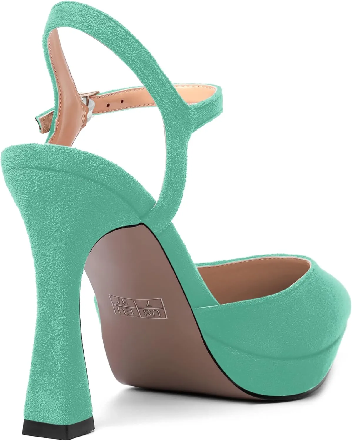 AMBELIGHT Womens Platform Pointed Toe Ankle Strap Dress Buckle Dress Shoes Suede Evening Stiletto High Heel Pumps Shoes 4 Inch