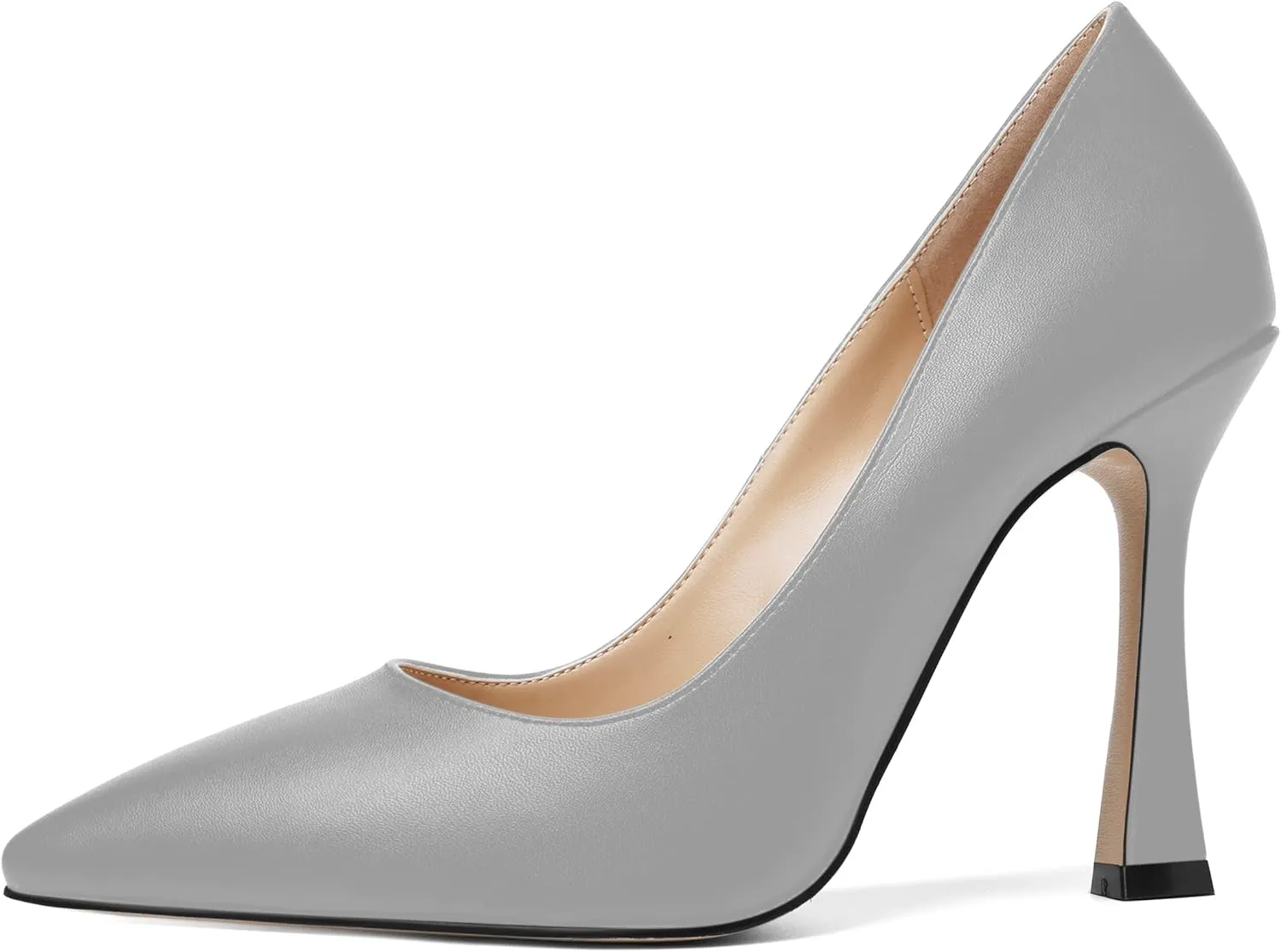 AMBELIGHT Womens Solid Dress Slip On Matte Elegant Pointed Toe Stiletto High Heel Pumps Shoes 4 Inch