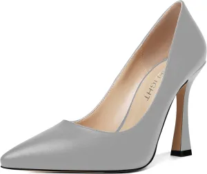AMBELIGHT Womens Solid Dress Slip On Matte Elegant Pointed Toe Stiletto High Heel Pumps Shoes 4 Inch