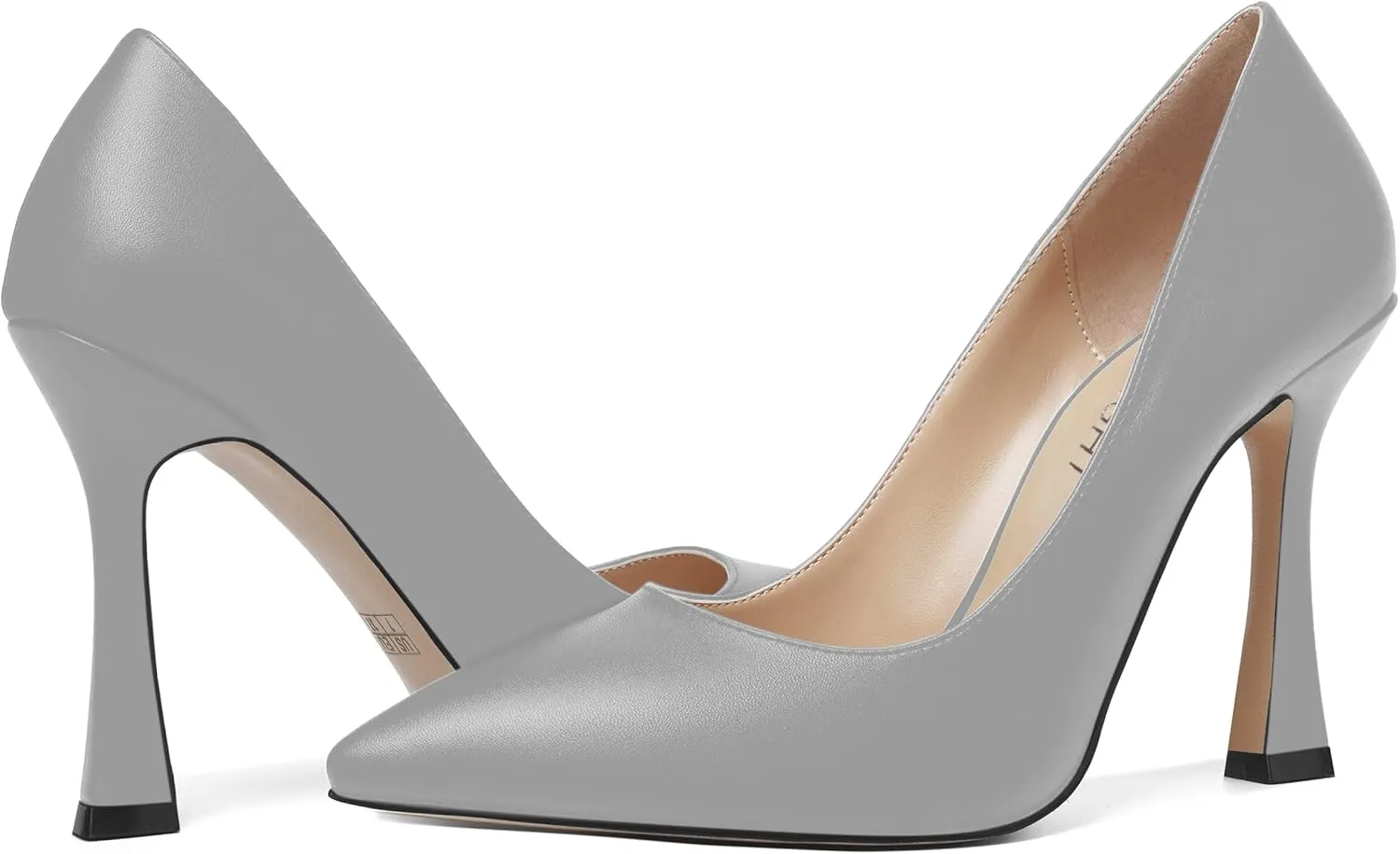 AMBELIGHT Womens Solid Dress Slip On Matte Elegant Pointed Toe Stiletto High Heel Pumps Shoes 4 Inch