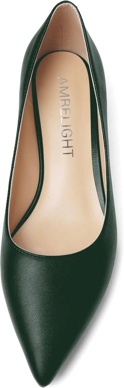 AMBELIGHT Womens Solid Dress Slip On Matte Elegant Pointed Toe Stiletto High Heel Pumps Shoes 4 Inch