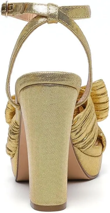 Amoji Women's Chunky Platform Heels 4'' Bowknot Heeled Sandal Wedding With Ankle Strap 302F4