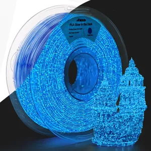 AMOLEN 3D PLA Printer Filament, 1.75mm Glow in The Dark Shiny Firefly Blue PLA Filament for 3D Printing, Best with UV Lamps, 1kg Spool (2.2lbs), Dimensional Accuracy  /- 0.02 mm, Fit Most 3D Printers