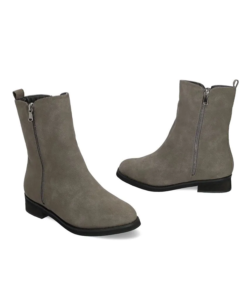 Andres Machado Grey Suedette Ankle Boots