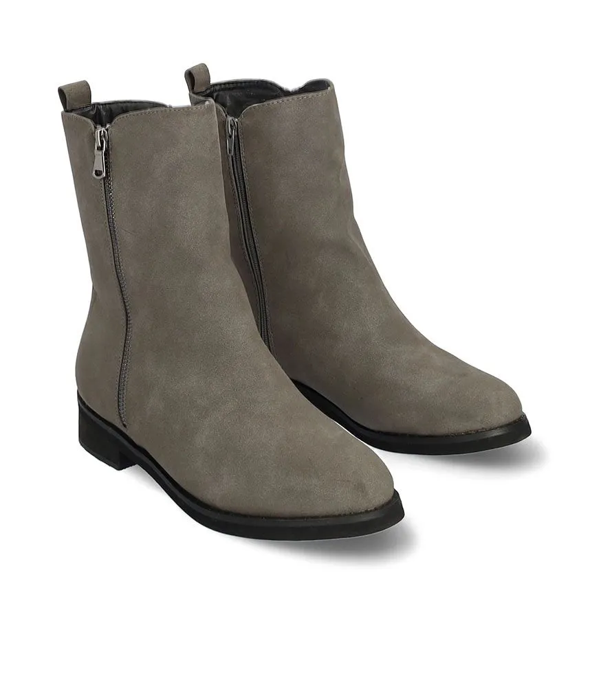 Andres Machado Grey Suedette Ankle Boots