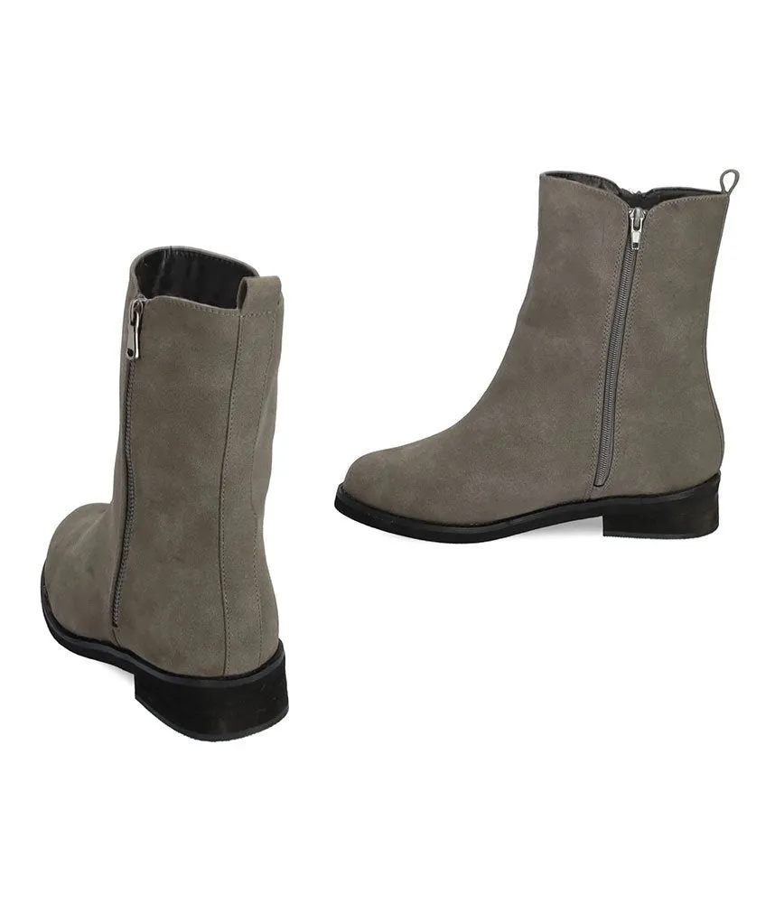 Andres Machado Grey Suedette Ankle Boots