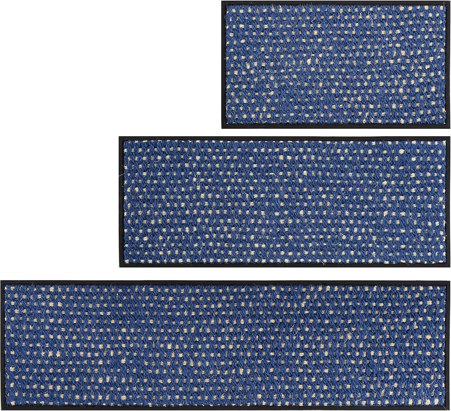Anji Mountain AMB0BT2F-010 Black Rubber Boot/Shoe Tray with Coir, Fits 2 Pair (24.5" Wide), Blue & Ivory Insert