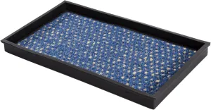 Anji Mountain AMB0BT2F-010 Black Rubber Boot/Shoe Tray with Coir, Fits 2 Pair (24.5" Wide), Blue & Ivory Insert