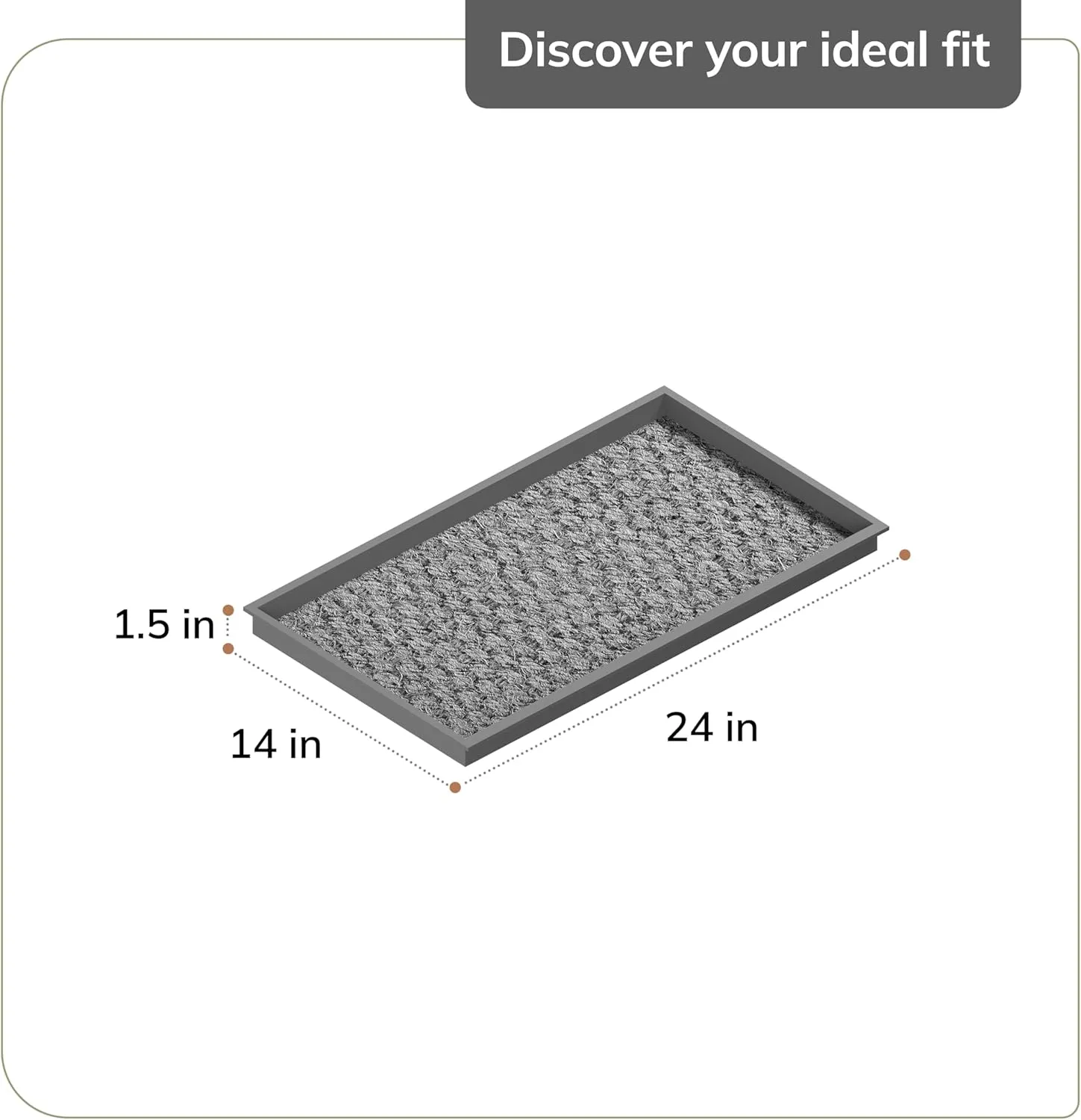 Anji Mountain Heavy Duty Waterproof Rubber Shoe Storage Mat Organizer/Boot Storage Multi Use for Entryway with Coir, Black and Ivory Diamond Insert, Fits 2 Pair (24.5" Wide)