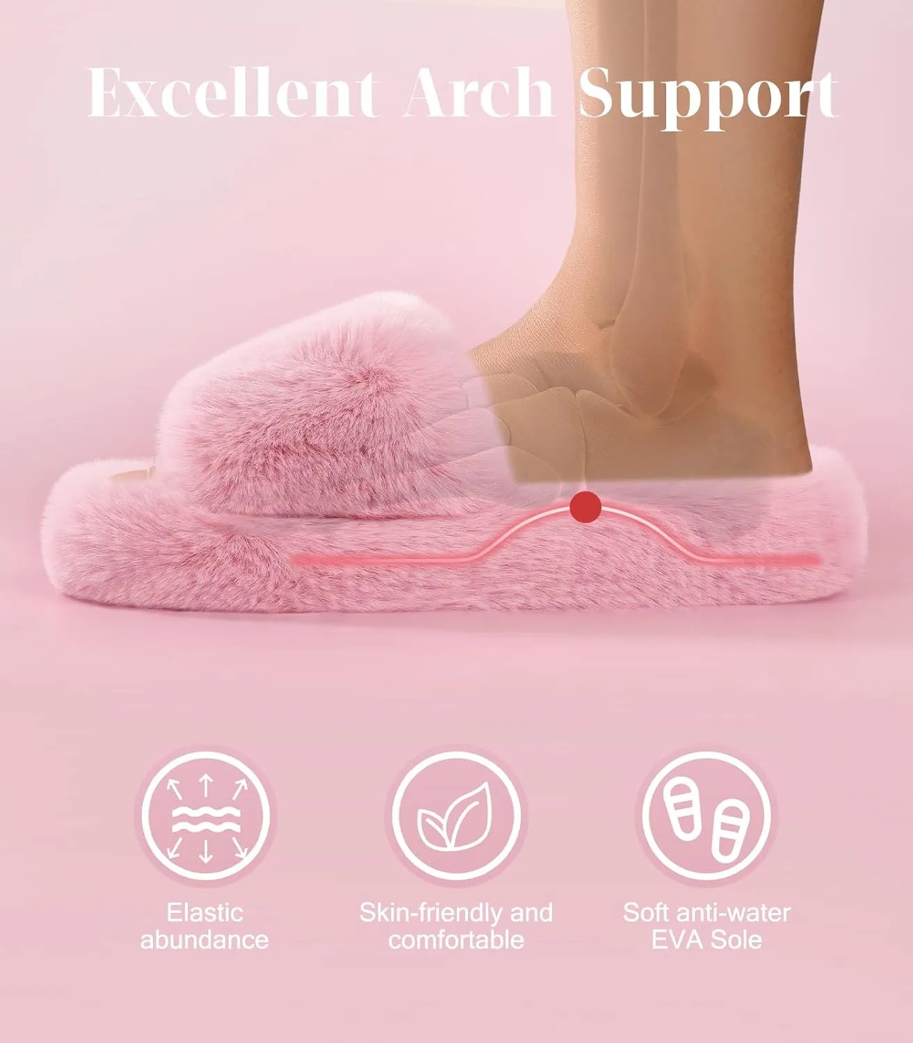 Ankis Comfy Women's Plush Slippers - Cute Chic Versatile Pretty Platform, Open Toe, Non-slip House Fluffy Fuzzy Slippers for Women Indoor Outdoor, All Seasons